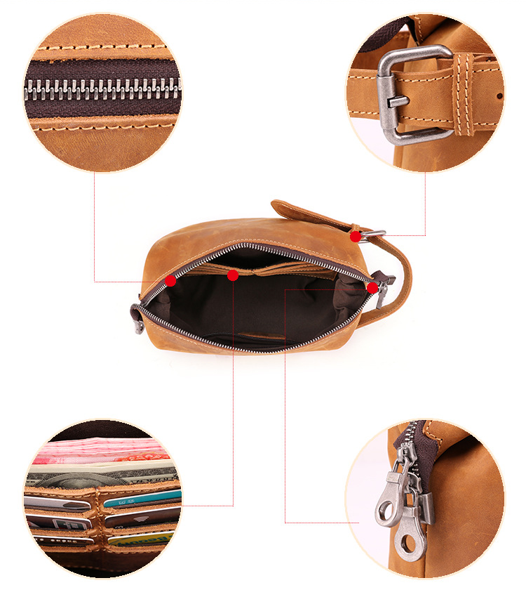 Vintage Multi Functional Leather Organizer Toiletry Bag 6465-Leather Toiletry Bag-Chocolate-Free Shipping Leatheretro