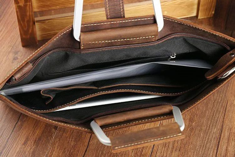 Vintage Leather Business Shoulder Bags 3032-Leather Briefcase-Black-Free Shipping Leatheretro