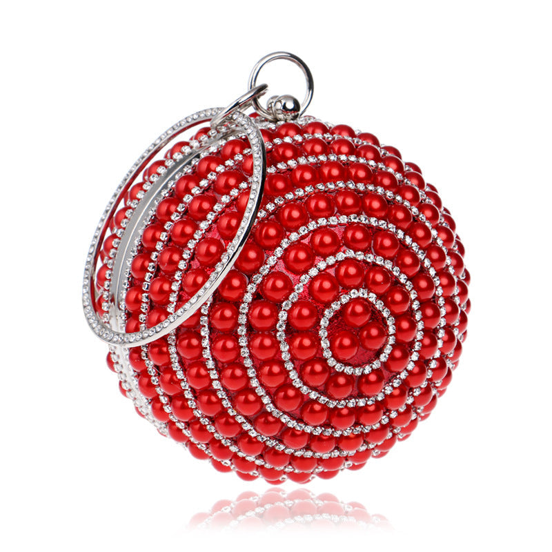 Fashion Round Shaped Jewelry Design Evening Party Bags-Red-Free Shipping Leatheretro