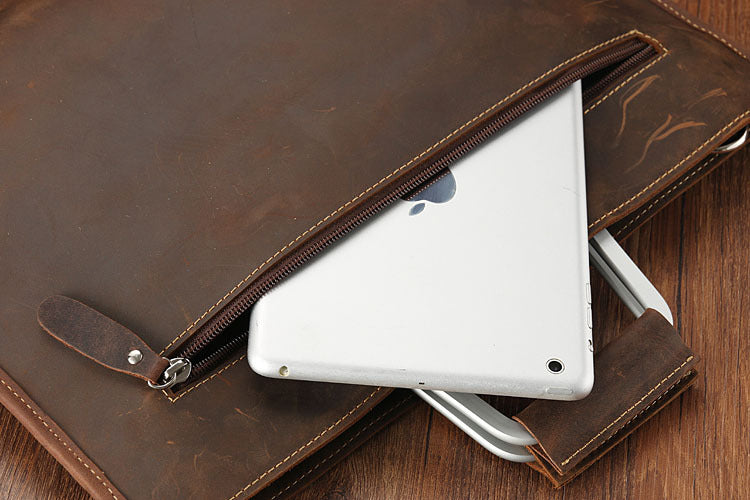 Vintage Leather Business Shoulder Bags 3032-Leather Briefcase-Black-Free Shipping Leatheretro