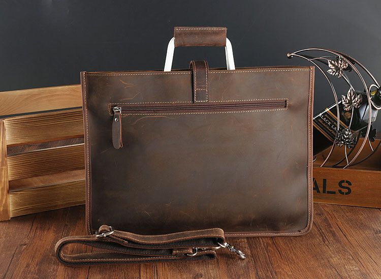 Vintage Leather Business Shoulder Bags 3032-Leather Briefcase-Black-Free Shipping Leatheretro