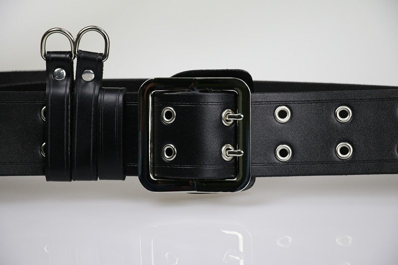 Handmade Cowhide Double-breasted Leather Belt 5423-Leather Belt-Black-100cm-Free Shipping Leatheretro