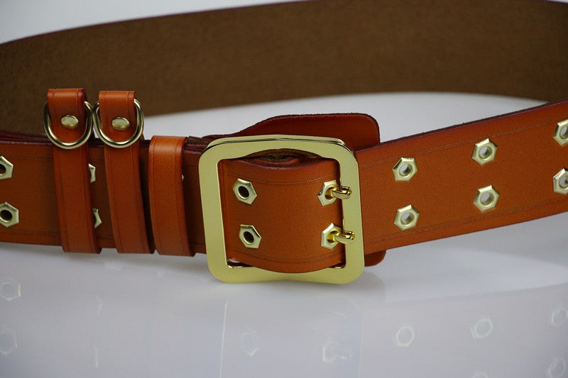 Handmade Cowhide Double-breasted Leather Belt 5423-Leather Belt-Black-100cm-Free Shipping Leatheretro