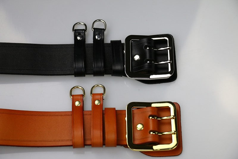 Handmade Cowhide Double-breasted Leather Belt 5423-Leather Belt-Black-100cm-Free Shipping Leatheretro