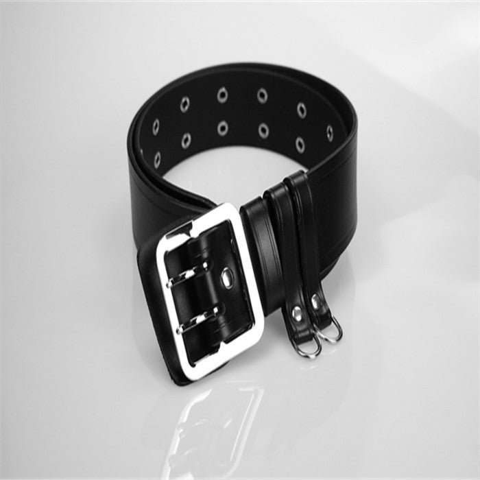 Handmade Cowhide Double-breasted Leather Belt 5423-Leather Belt-Black-100cm-Free Shipping Leatheretro