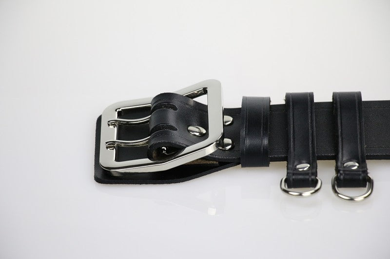 Handmade Cowhide Double-breasted Leather Belt 5423-Leather Belt-Black-100cm-Free Shipping Leatheretro