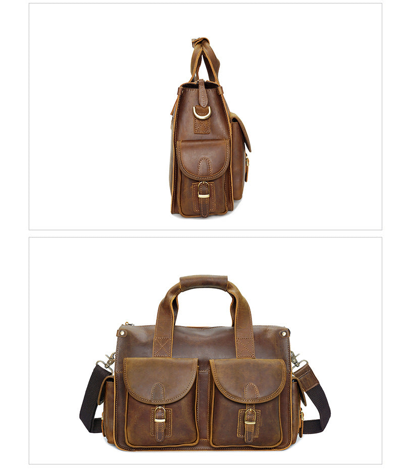 Vintage Leather Briefcases for Men YD-8045-Briefcases-Light Brown-15 inches-Free Shipping Leatheretro