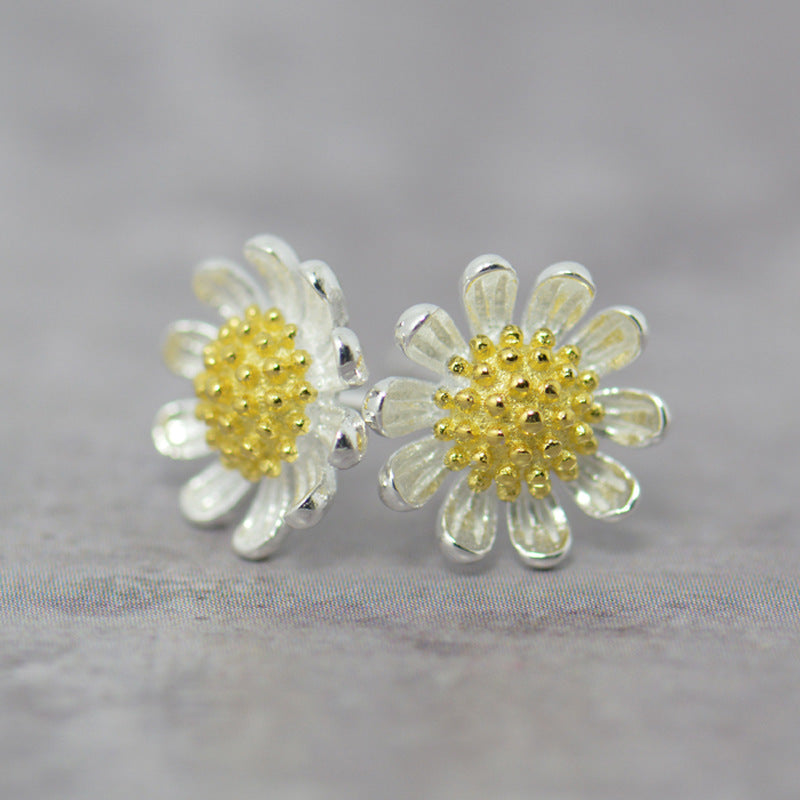 Fashion Daisy Design Sterling Silver Earrings-Earrings-The same as picture-Free Shipping Leatheretro