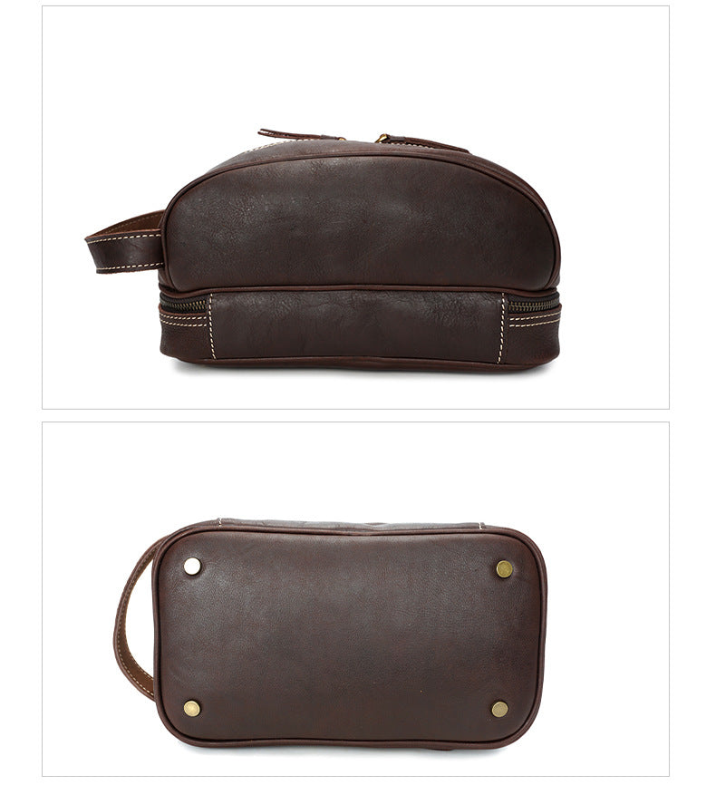 Vintage Leather Toiletry Bags 8120-Leather Toiletry Bag-Black-Free Shipping Leatheretro