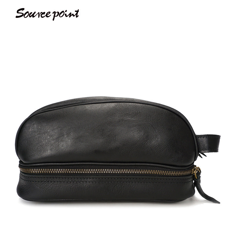 Vintage Leather Toiletry Bags 8120-Leather Toiletry Bag-Black-Free Shipping Leatheretro