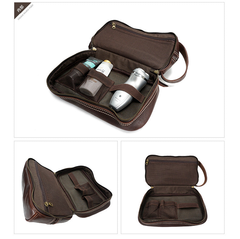 Vintage Leather Toiletry Bags 8120-Leather Toiletry Bag-Black-Free Shipping Leatheretro