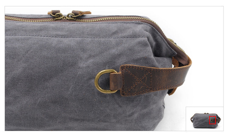 Vintage Men's Canvas Toiletry Bag 9161-Cosmetic & Toiletry Bags-Black-Free Shipping Leatheretro