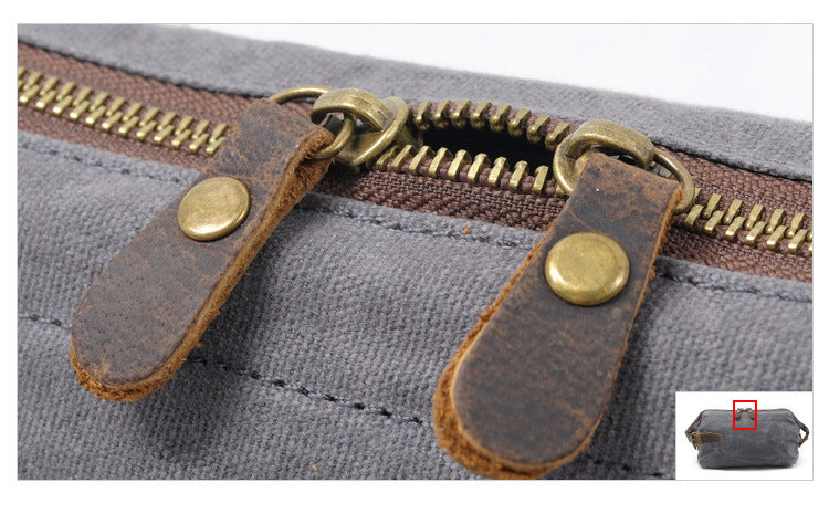 Vintage Men's Canvas Toiletry Bag 9161-Cosmetic & Toiletry Bags-Black-Free Shipping Leatheretro