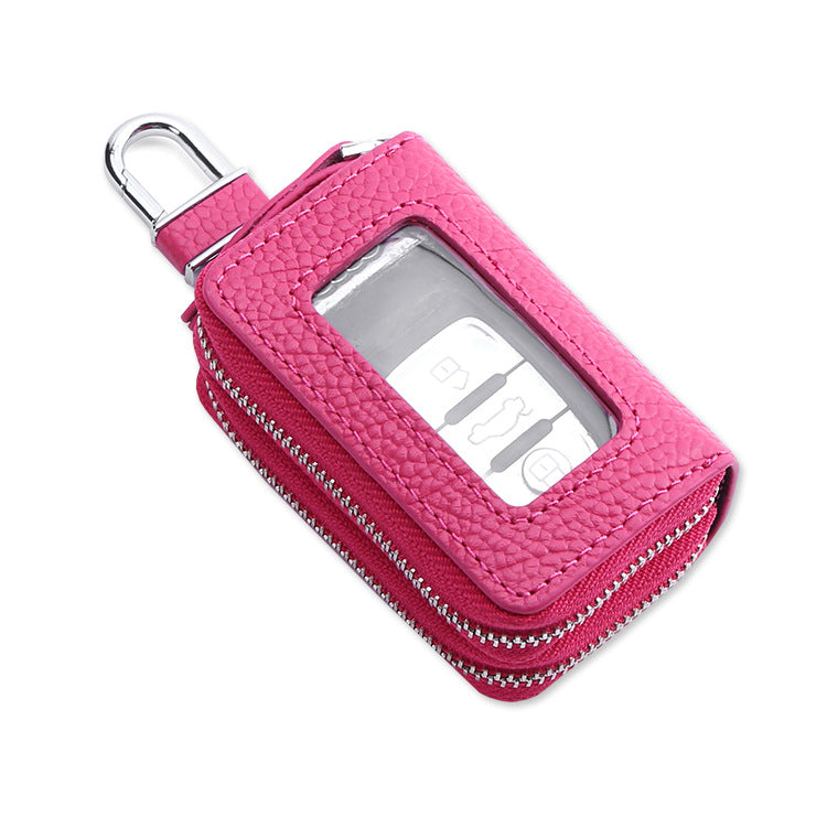 Fashion Double Zipper Leather Cases 9005-Leather Cases-Rose Red-Free Shipping Leatheretro