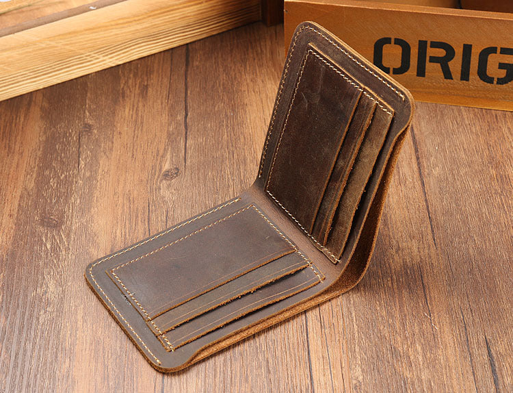 Simple Design Short Leather Wallet 3031-Leather Wallets-Coffee-Free Shipping Leatheretro