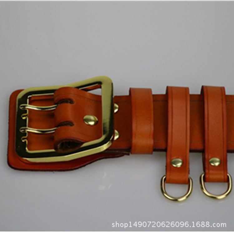 Handmade Cowhide Double-breasted Leather Belt 5423-Leather Belt-Black-100cm-Free Shipping Leatheretro