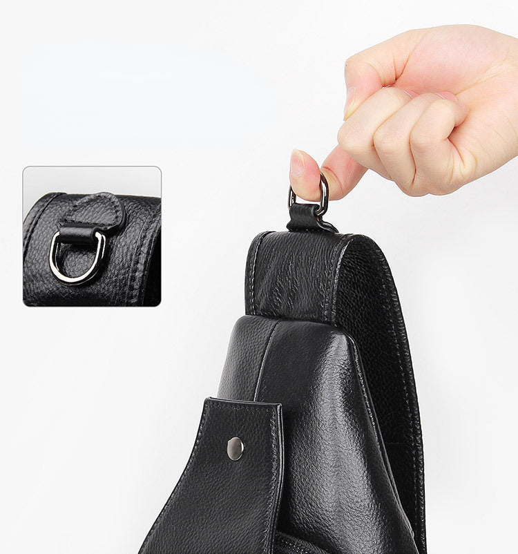 Cowhide Leather Chest Bags for Men 4004-Handbags-Black-Free Shipping Leatheretro