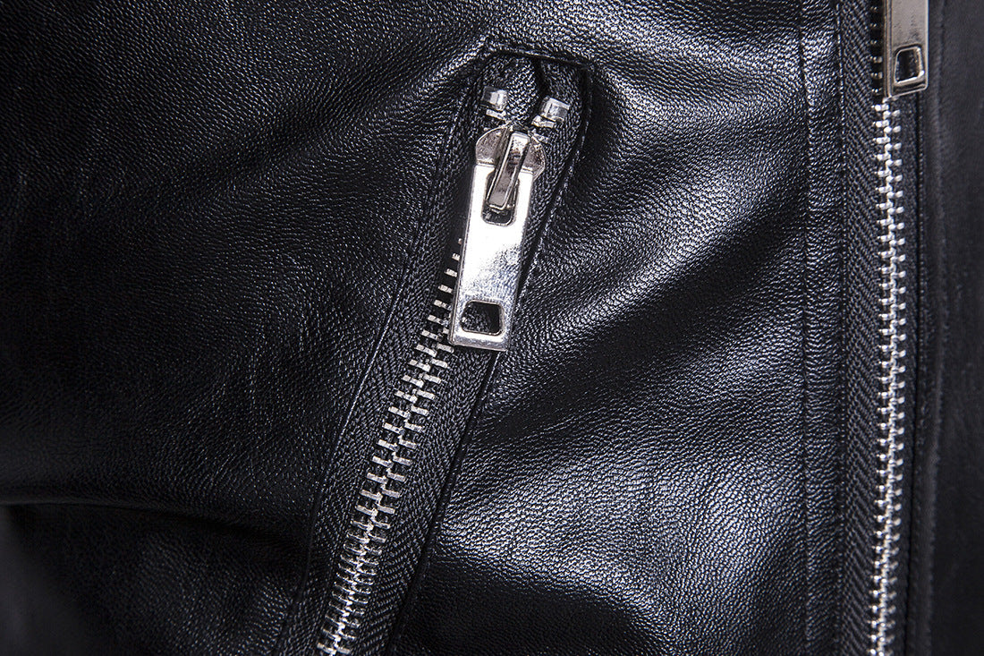 Black PU Leather Motocycle Jackets for Men-Coats & Jackets-Black-M-Free Shipping Leatheretro