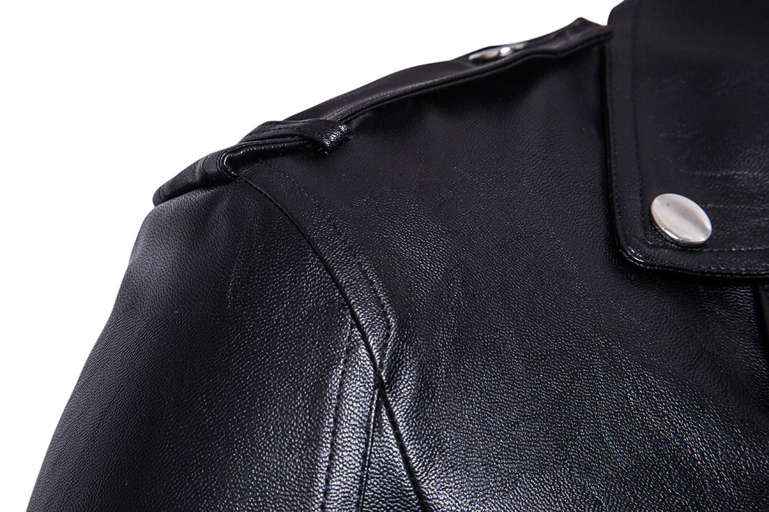 Black PU Leather Motocycle Jackets for Men-Coats & Jackets-Black-M-Free Shipping Leatheretro