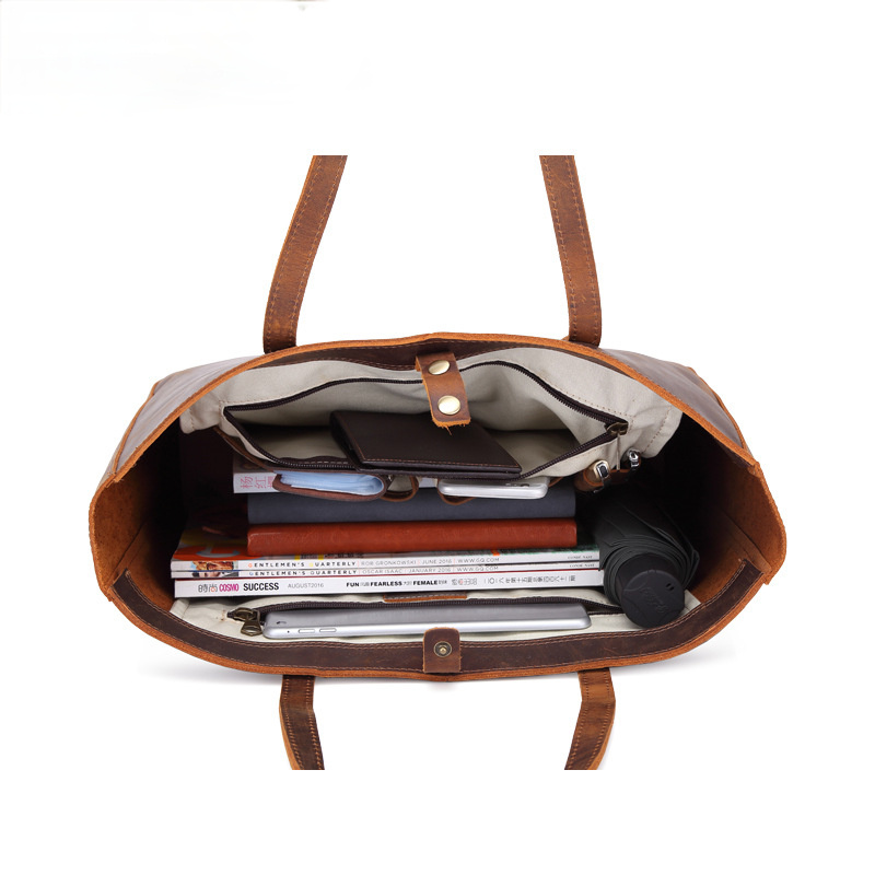 Women Leather Sholder Large Capacity Handbags W8050-Leather Women Bags-Brown-Free Shipping Leatheretro