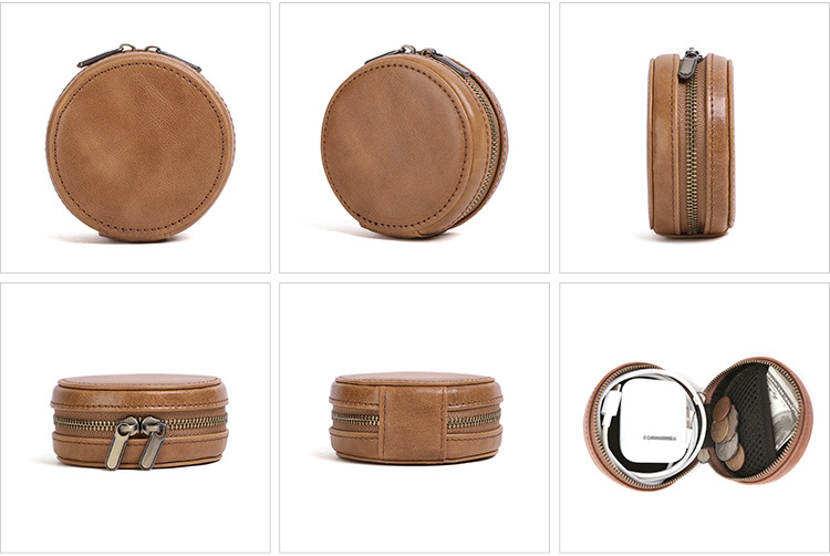 Easy Take Leather Mini Leater Organizer Bag JK092-Leatehr Purses-Round Red-Free Shipping Leatheretro