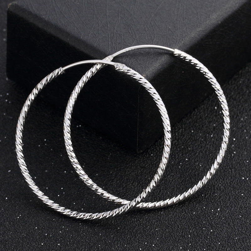 Fashion Sterling Silver Hoop Earrings for Women-Earrings-The same as picture-Free Shipping Leatheretro