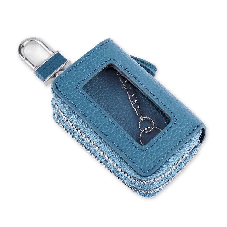 Fashion Double Zipper Leather Cases 9005-Leather Cases-Blue-Free Shipping Leatheretro