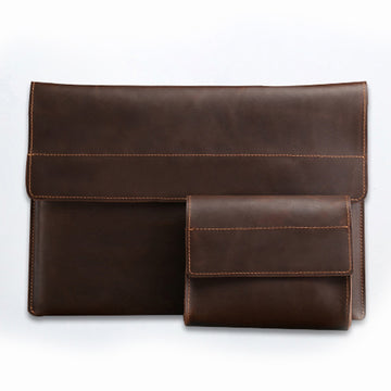 New Handmade Leather Laptop Case S031-Leather Portfolio-Coffee-12inch-Free Shipping Leatheretro