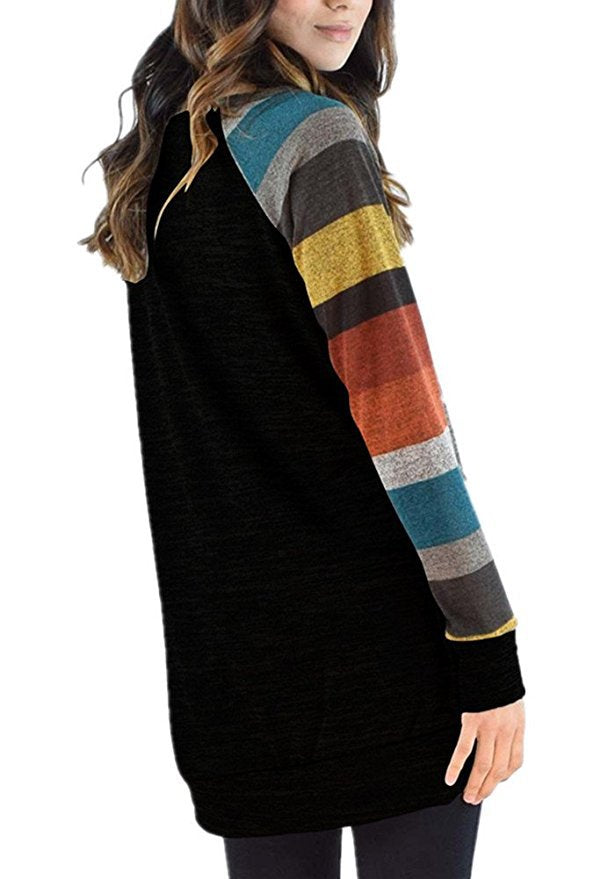 Leisure Striped Long Sleeves T Shirts for Women-Shirts & Tops-Style1-S-Free Shipping Leatheretro