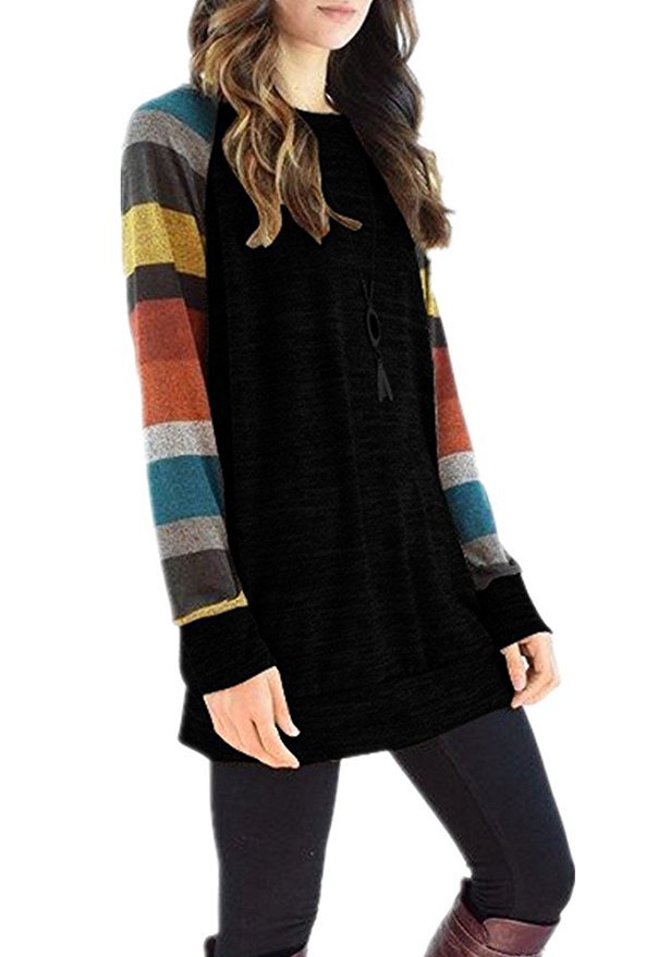 Leisure Striped Long Sleeves T Shirts for Women-Shirts & Tops-Style1-S-Free Shipping Leatheretro