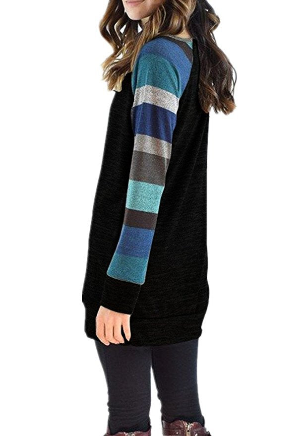 Leisure Striped Long Sleeves T Shirts for Women-Shirts & Tops-Style1-S-Free Shipping Leatheretro