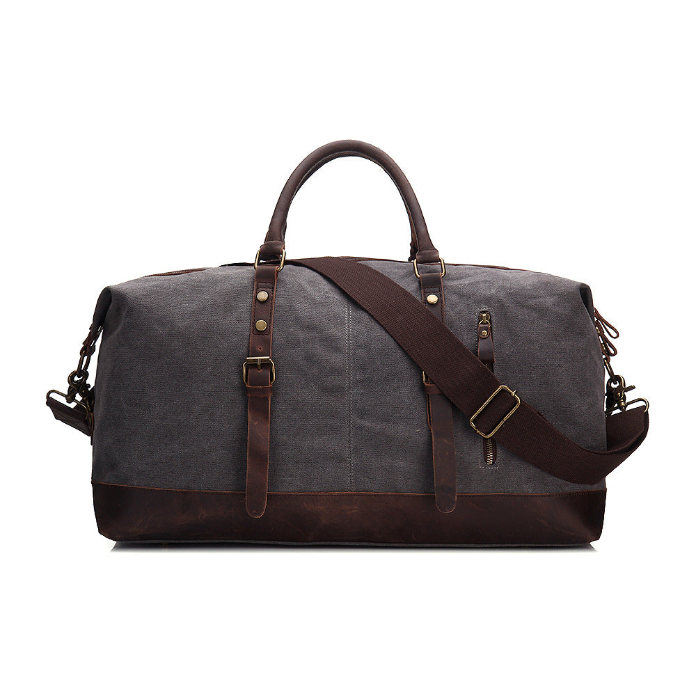 Vintage Canvas Leather Travel Bags 12031-Leather Canvas Bag-Gray-Free Shipping Leatheretro