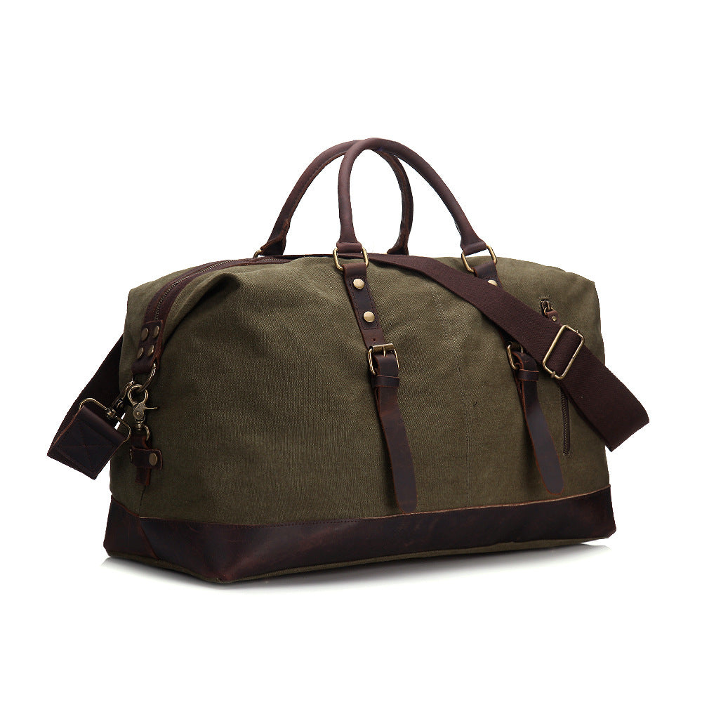 Vintage Canvas Leather Travel Bags 12031-Leather Canvas Bag-Army Green-Free Shipping Leatheretro