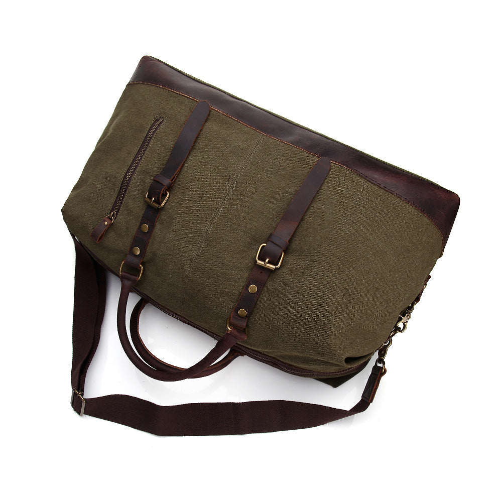 Vintage Canvas Leather Travel Bags 12031-Leather Canvas Bag-Army Green-Free Shipping Leatheretro