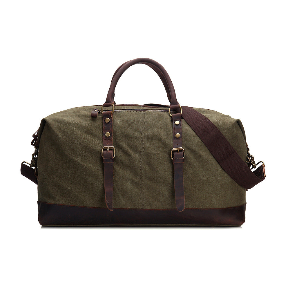 Vintage Canvas Leather Travel Bags 12031-Leather Canvas Bag-Army Green-Free Shipping Leatheretro