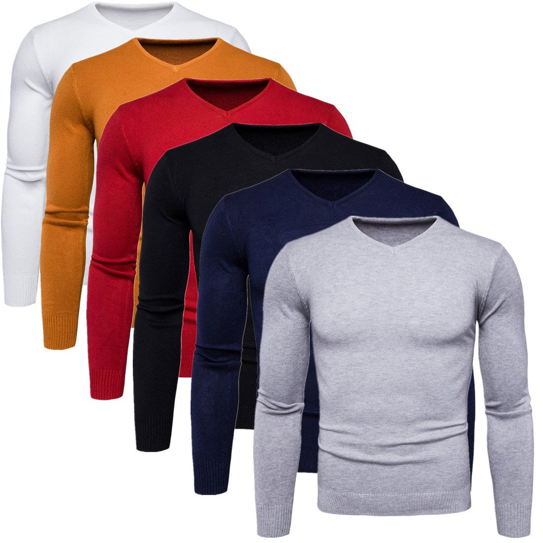 Casual Men's Pullover Sweaters-Shirts & Tops-White-M-Free Shipping Leatheretro