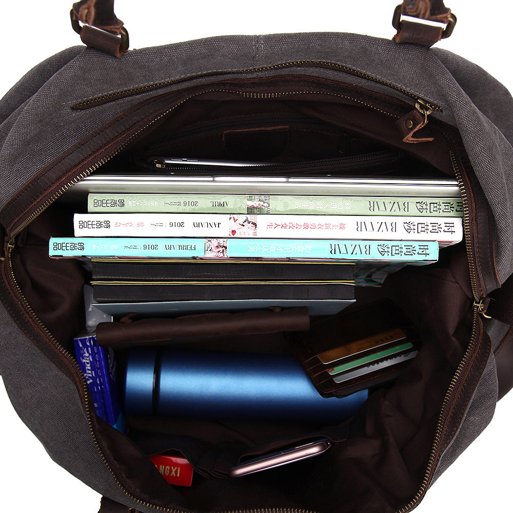 Vintage Canvas Leather Travel Bags 12031-Leather Canvas Bag-Army Green-Free Shipping Leatheretro