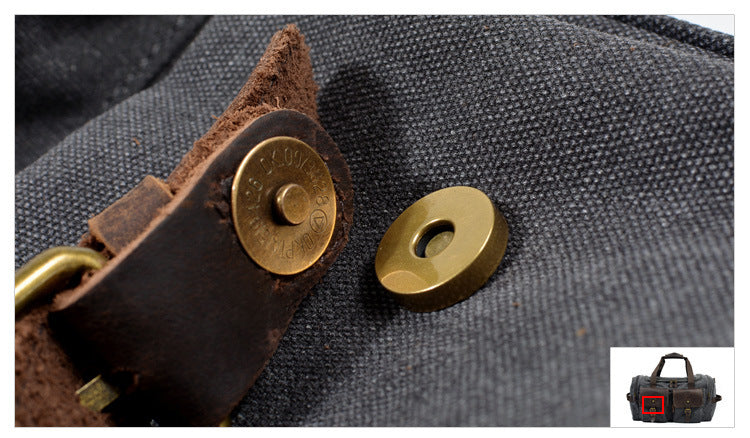 Casual Men's Large Storage Leather Canvas Traveling Duffle Bags 9133-Leather Canvas Duffle Bag-Coffee-Free Shipping Leatheretro