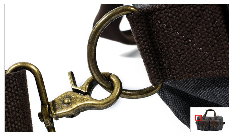 Casual Men's Large Storage Leather Canvas Traveling Duffle Bags 9133-Leather Canvas Duffle Bag-Coffee-Free Shipping Leatheretro