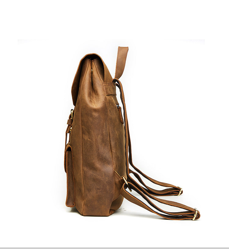 Brown 15.6" Vintage Leather Backpack J1224-Leather Backpack-Brown-Free Shipping Leatheretro