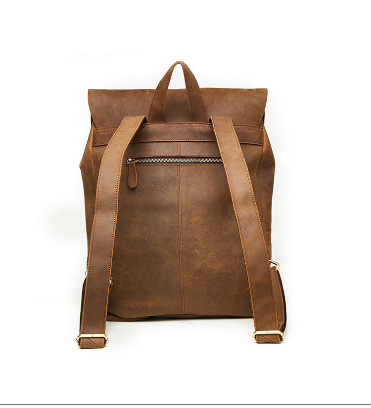 Brown 15.6" Vintage Leather Backpack J1224-Leather Backpack-Brown-Free Shipping Leatheretro