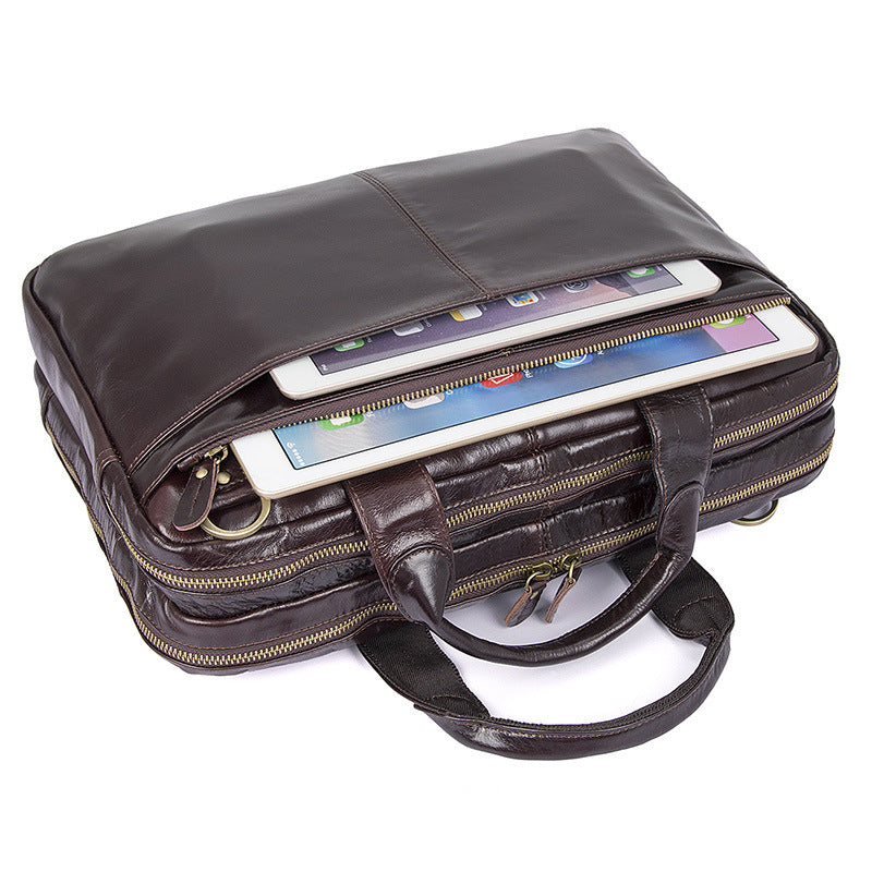 Fashion Vintage Leather Business Briefcase for Men 7092-Leather Briefcase-Coffee-Free Shipping Leatheretro