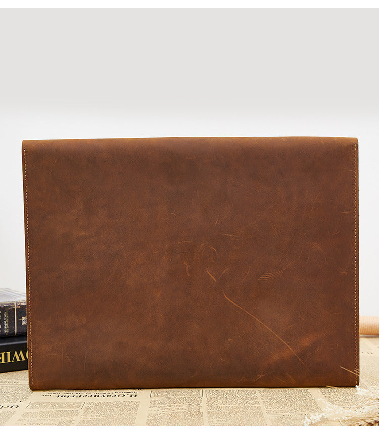 Vintage Thin 12" Leather Business Portfolio 2058-Leather padfolio-Black-Free Shipping Leatheretro