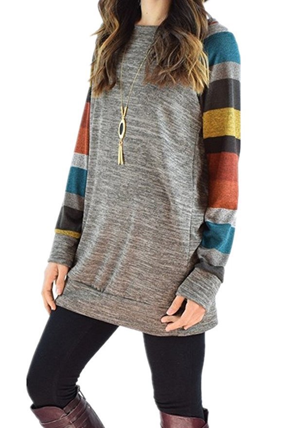 Leisure Striped Long Sleeves T Shirts for Women-Shirts & Tops-Style2-S-Free Shipping Leatheretro