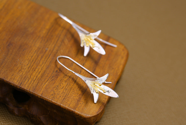 Fashion Silver Flower Design Women Earrings-Earrings-A-Free Shipping Leatheretro