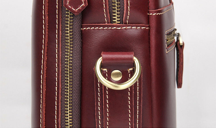 Vintage Genuine Leather Business Briefcase 7167-Briefcases-Wine Red-Free Shipping Leatheretro