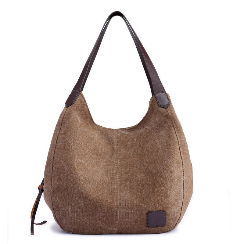 Simple Canvas Handbag for Girls 1317-Handbags-Brown-Free Shipping Leatheretro