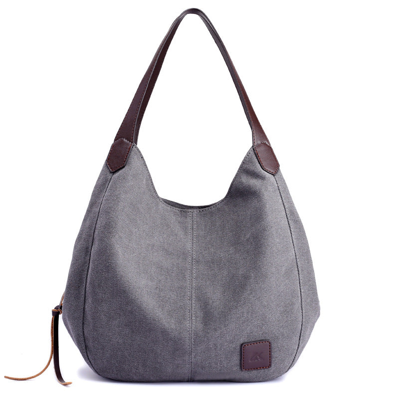 Simple Canvas Handbag for Girls 1317-Handbags-Grey-Free Shipping Leatheretro