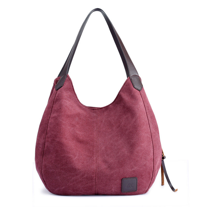 Simple Canvas Handbag for Girls 1317-Handbags-Purple-Free Shipping Leatheretro