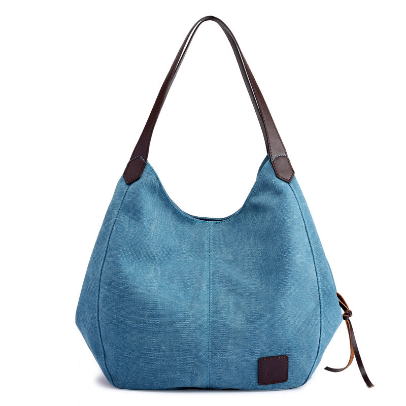 Simple Canvas Handbag for Girls 1317-Handbags-Blue-Free Shipping Leatheretro